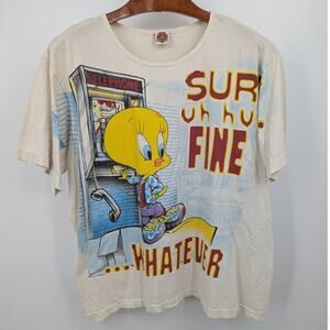 Vintage 90s Looney Tunes Tweety Graphic Tee 22W/24W Made in USA Cartoon Shirt